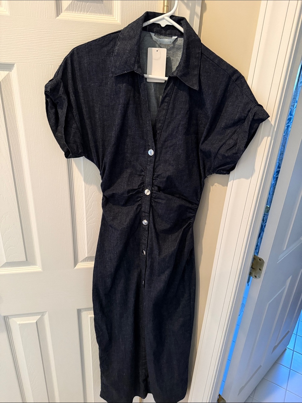 Zara Classic Denim Button-Front Shirt Dress